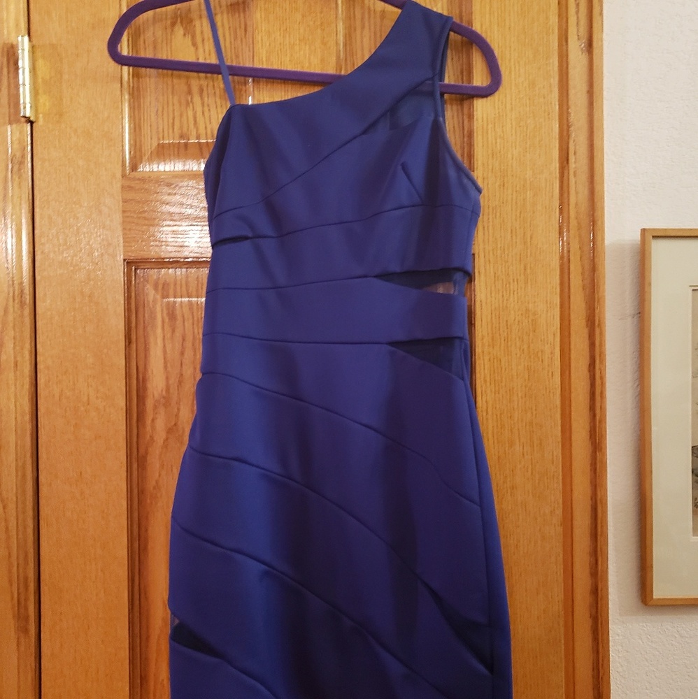 Blue dress with mesh detail
